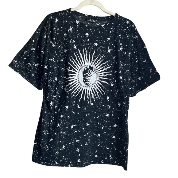 Motel Small T-Shirt All Over Print Black Moon Stars Oversized Goth Grunge Fairy - Picture 2 of 11
